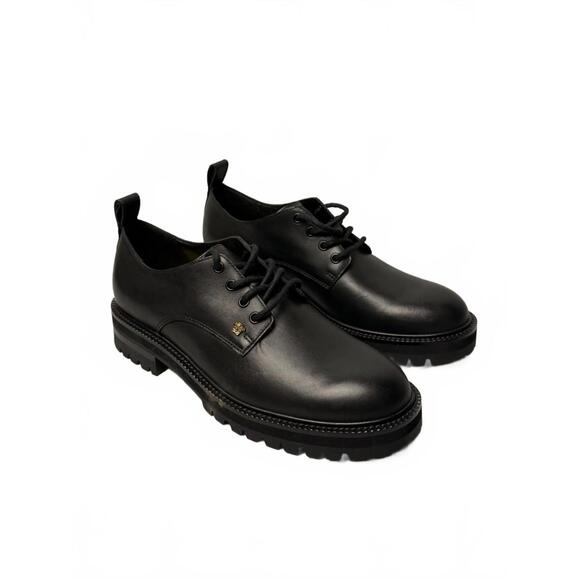 Versace Medusa Stud Black Leather Derby Shoes Sole SZ 42 - Picture 1 of 8